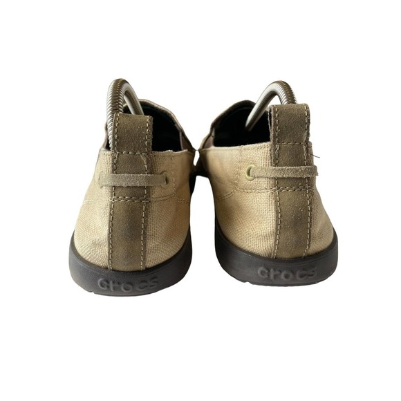 Crocs Walk 11270 Canvas Slip On Mens Boat Shoes Loafers Tan Khaki Size M10 - Picture 4 of 8